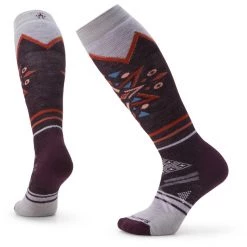 Smartwool Ski Full Cushion Mountain Snowflake Pattern OTC Socks Women bordeaux